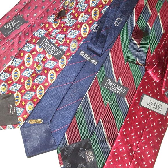 5 Vintage Ties * 1970's-1990's * Red Silk Poly * Made in America * Paisley, Rep - Picture 3 of 5